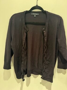 Ellen Tracy Black Button Down Cardigan Size Large